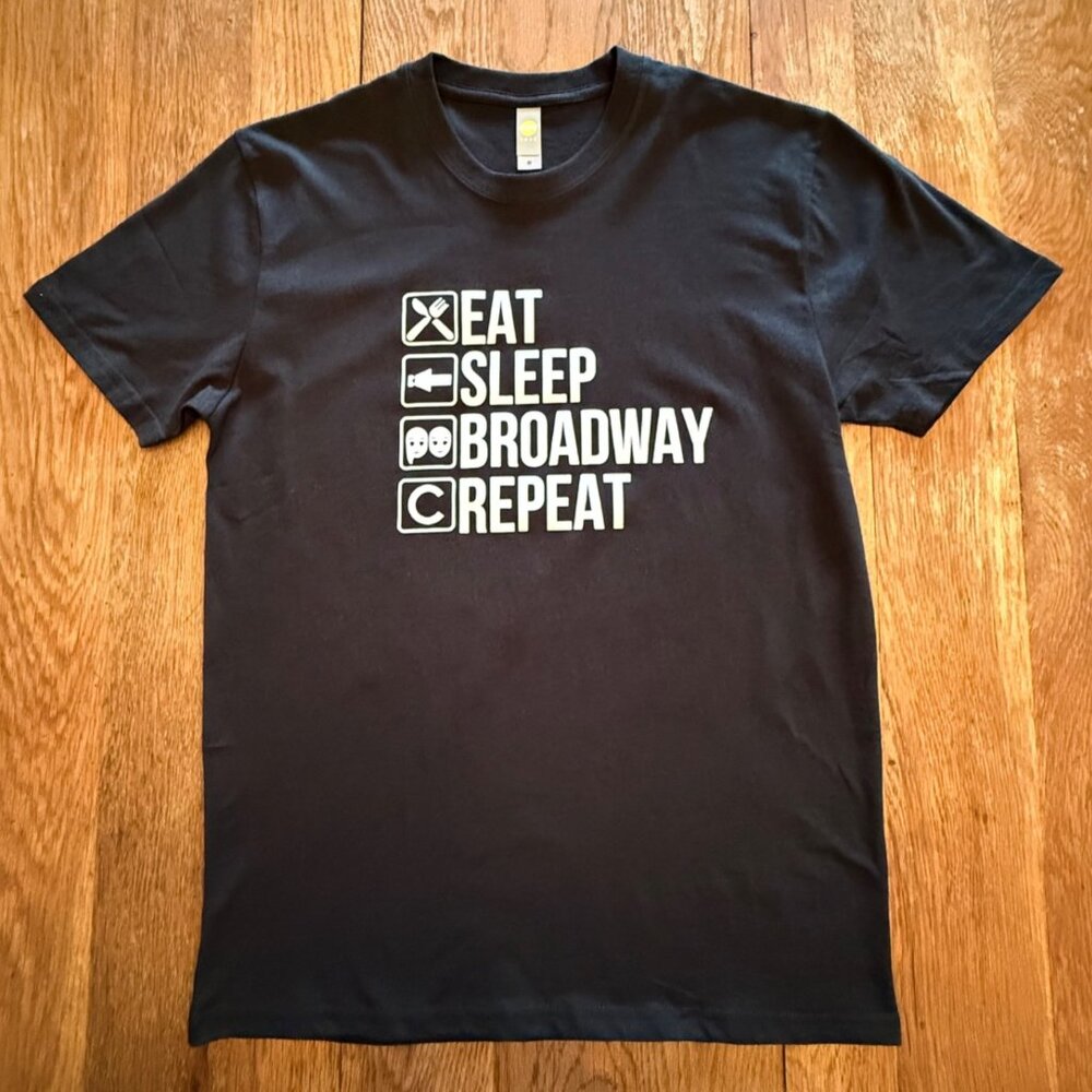 Eat Sleep Broadway Repeat T Shirt Size M Black Theater Graphic Tee - Picture 3 of 8